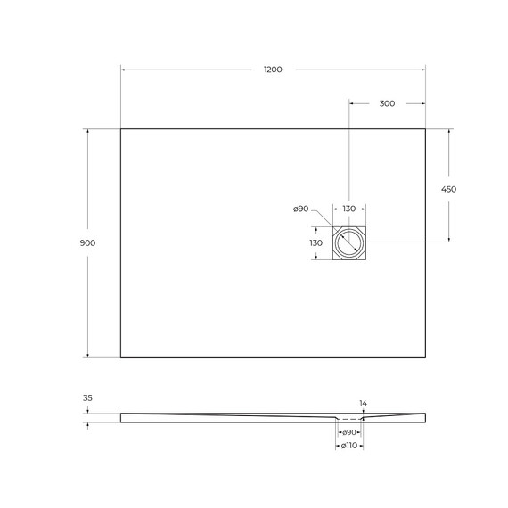 Каменный поддон BelBagno 120x90 см TRAY-MR-UNO-AH-120/90-35-NERO-NO, чёрный матовый фото 5