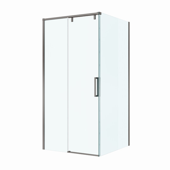Душевое ограждение BelBagno 100x100 см SOFT_CLOSE-1-A-1-100-C-GM, оружейная сталь/прозрачное фото 4