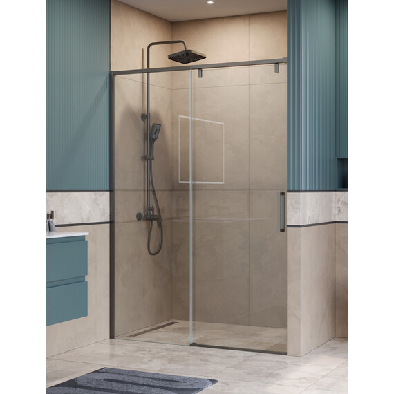 Душевая дверь BelBagno 130 см SOFT_CLOSE-1-BF-1-130-C-GM, оружейная сталь/прозрачное фото 