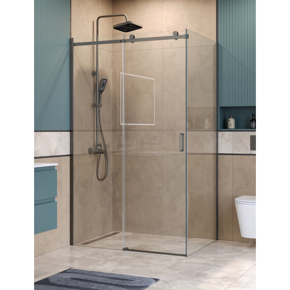 Душевое ограждение BelBagno 120x80 см SOFT_CLOSE-2-AH-1-120/80-C-GM, оружейная сталь/прозрачное фото 