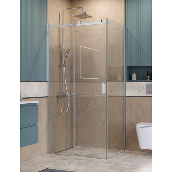 Душевое ограждение BelBagno 100x90 см SOFT_CLOSE-2-AH-1-100/90-C-Cr, хром/прозрачное фото 
