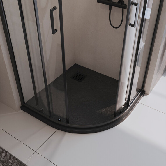 Каменный поддон BelBagno 90x90 см TRAY-MR-UNO-R-90-550-35-NERO-NO, чёрный матовый фото 3