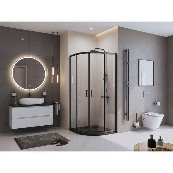 Каменный поддон BelBagno 90x90 см TRAY-MR-UNO-R-90-550-35-NERO-NO, чёрный матовый фото 4