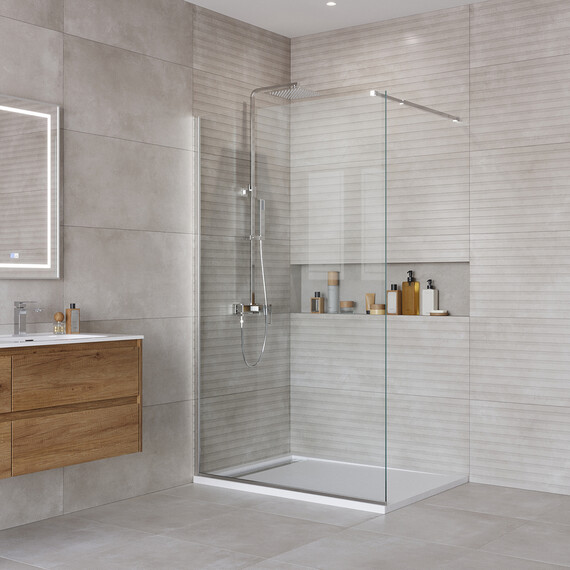Душевая перегородка BelBagno 120 см KRAFT-L-1-120-C-Cr, хром/прозрачное фото 