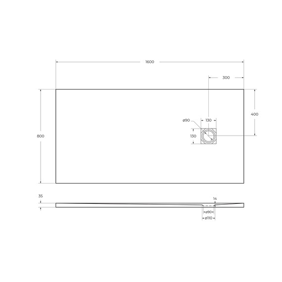 Каменный поддон BelBagno 160x80 см TRAY-MR-UNO-AH-160/80-35-W-NO фото 5