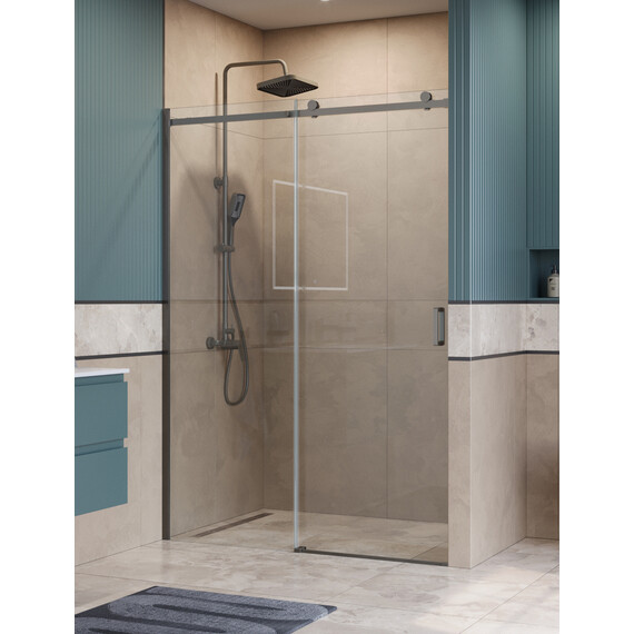 Душевая дверь BelBagno 150 см SOFT_CLOSE-2-BF-1-150-C-GM, оружейная сталь/прозрачное фото 
