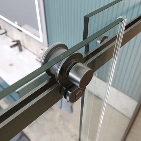 Душевое ограждение BelBagno 110x80 см SOFT_CLOSE-2-AH-1-110/80-C-GM, оружейная сталь/прозрачное фото 6