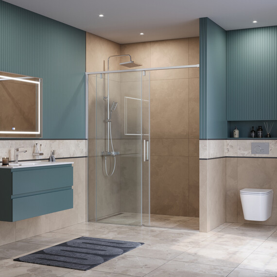 Душевая дверь BelBagno 150 см SOFT_CLOSE-1-BF-1-150-C-Cr, хром/прозрачное фото 3