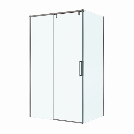 Душевое ограждение BelBagno 110x80 см SOFT_CLOSE-1-AH-1-110/80-C-GM, оружейная сталь/прозрачное фото 4