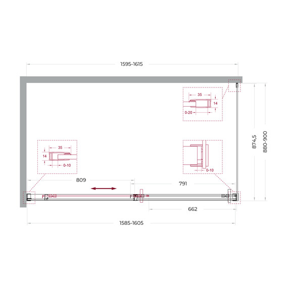 Душевое ограждение BelBagno 160x90 см SOFT_CLOSE-1-AH-1-160/90-C-GM, оружейная сталь/прозрачное фото 11