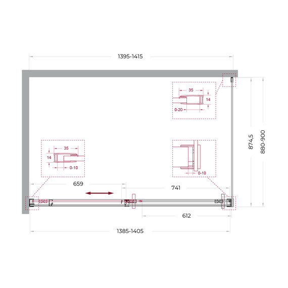 Душевое ограждение BelBagno 140x90 см SOFT_CLOSE-1-AH-1-140/90-C-GM, оружейная сталь/прозрачное фото 11