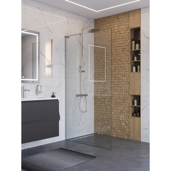 Душевая перегородка BelBagno 100 см UNO-L-1-TB-100-C-Cr, хром/прозрачное фото 2