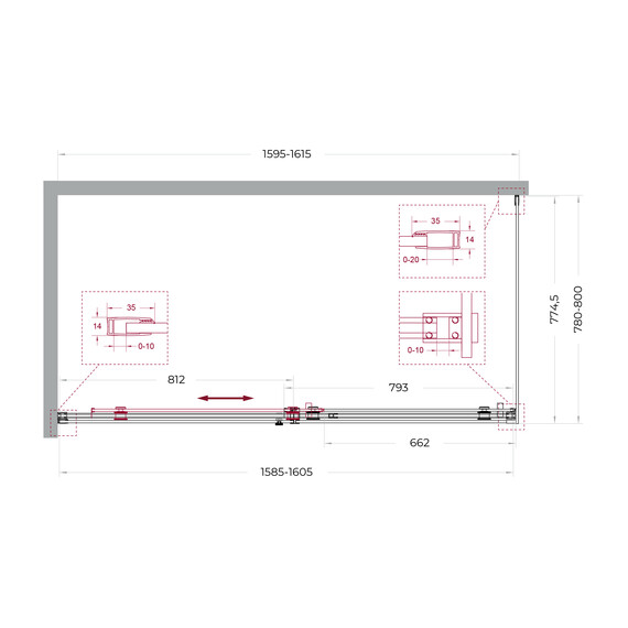 Душевое ограждение BelBagno 160x80 см SOFT_CLOSE-2-AH-1-160/80-C-GM, оружейная сталь/прозрачное фото 12