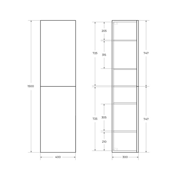 Пенал подвесной BelBagno 40 см DUE-1500-2A-SC-RN-P, Rovere Nature фото 2