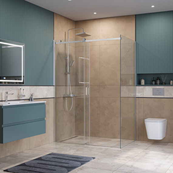 Душевое ограждение BelBagno 150x90 см SOFT_CLOSE-2-AH-1-150/90-C-Cr, хром/прозрачное фото 3