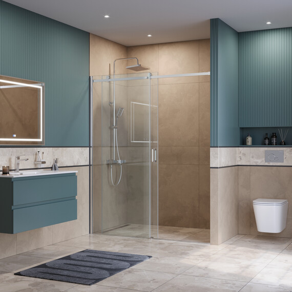 Душевая дверь BelBagno 160 см SOFT_CLOSE-2-BF-1-160-C-Cr, хром/прозрачное фото 3