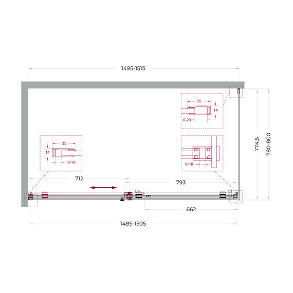 Душевое ограждение BelBagno 150x80 см SOFT_CLOSE-2-AH-1-150/80-C-GM, оружейная сталь/прозрачное фото 12