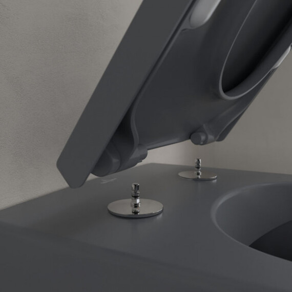 Унитаз подвесной безободковый Villeroy&Boch Subway 2.0 5614R0I4 (CeramicPlus) с крышкой микролифт, графит фото 10