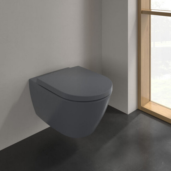 Унитаз подвесной безободковый Villeroy&Boch Subway 2.0 5614R0I4 (CeramicPlus) с крышкой микролифт, графит фото 2