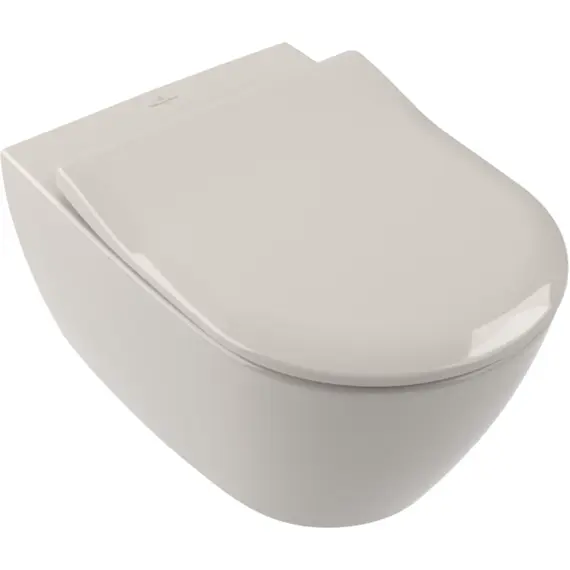 Унитаз подвесной безободковый Villeroy&Boch Subway 2.0 5614R0R3 (CeramicPlus) с крышкой микролифт, пергамон глянец фото 2