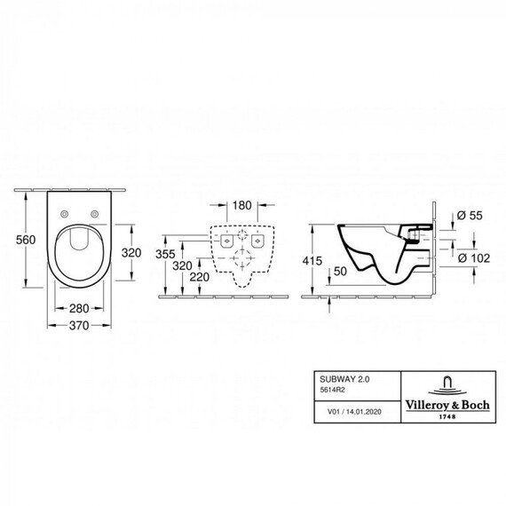 Унитаз подвесной безободковый Villeroy&Boch Subway 2.0 5614R2R1 (CeramicPlus) с крышкой микролифт фото 15