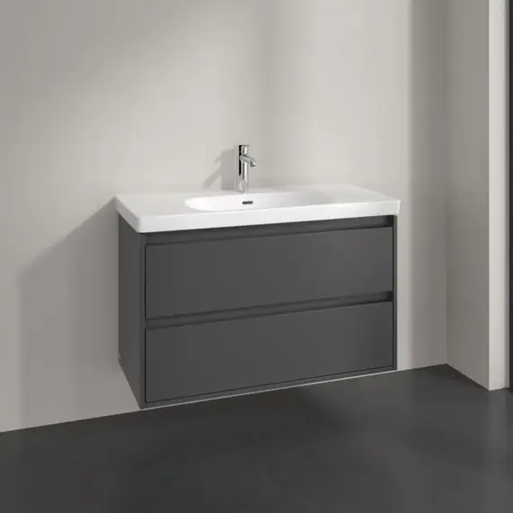 Тумба подвесная с раковиной-столешницей Villeroy&Boch Skyla 100 см C79900VR (раковина 5A51A501) графит фото 9