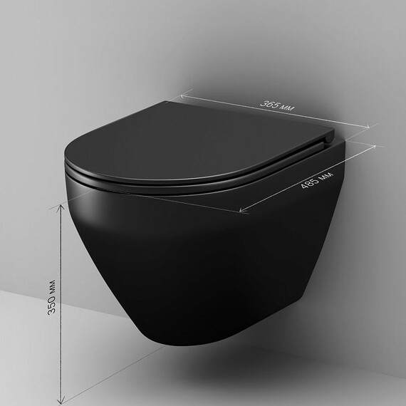 Унитаз подвесной безободковый Am.Pm Spirit 2.0 C701700MBSC с тонкой крышкой микролифт, чёрный матовый фото 9