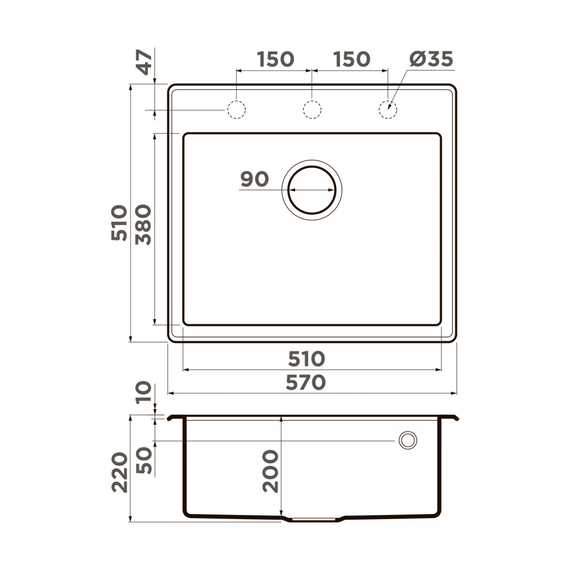 Кухонная мойка Omoikiri Tedori 57 es 4997236, espresso фото 8