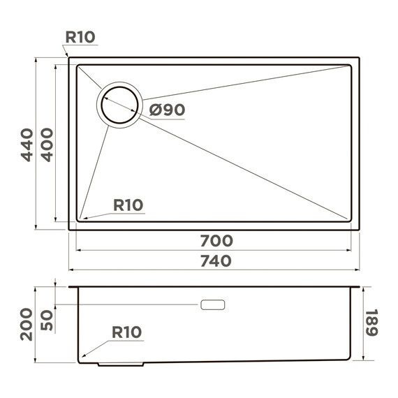 Кухонная мойка Omoikiri Taki 74-U/IF-L Side gb 1,2 мм 4997473, графит, Цвет производителя: графит фото 10