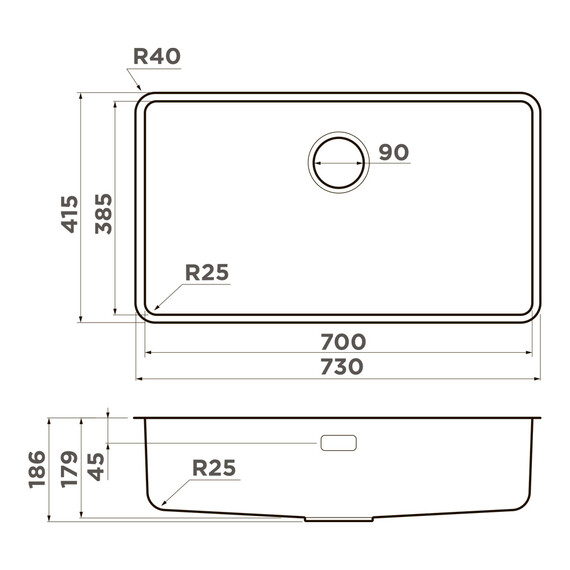 Кухонная мойка Omoikiri Omi 73-U/I Ultra gb (4997563) 0,9 мм, графит, Цвет производителя: графит фото 13
