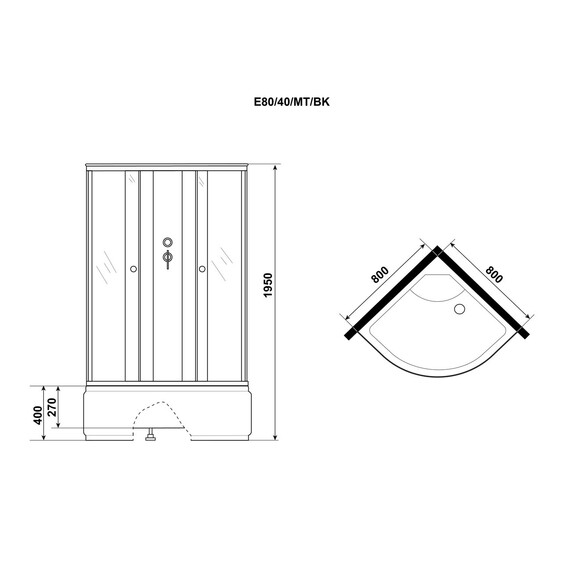 Душевая кабина Niagara Eco 80x80 см E80/40/MT/BK (безсиликоновая сборка) хром/матовое фото 11
