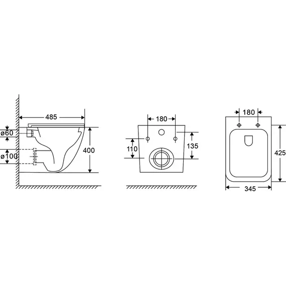 Инсталляция с подвесным унитазом комплект: Grohe Rapid SL 38772001 с подвесным безободковым унитазом Grossman GR-4497SQC сиденье микролифт, крепление, с кнопкой смыва хром (Система смыва торнадо) фото 24