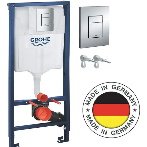 Инсталляция с подвесным унитазом комплект: Grohe Rapid SL 38772001 с подвесным безободковым унитазом Azario Pro PRO-0001 UQ3 сиденье микролифт, крепление, с кнопкой смыва хром (Система смыва торнадо) фото 2