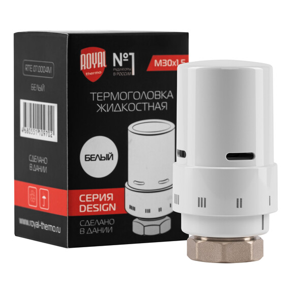 Термоголовка жидкостная Royal Thermo Design М30х1,5 RTE 07.0004M, белый фото 2