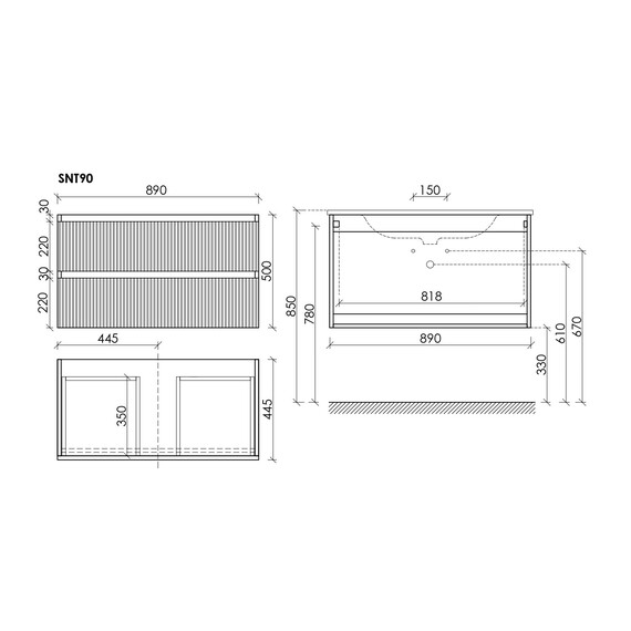 Тумба подвесная с раковиной Sancos Snob T 90 см SNT90SM, Doha Soft (раковина Grace CN7019wx) фото 9