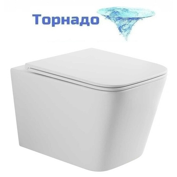 Унитаз подвесной безободковый Wonzon & Woghand Rona WW-UP2216-GW с тонкой крышкой микролифт (Система смыва торнадо), Цвет производителя: белый фото 