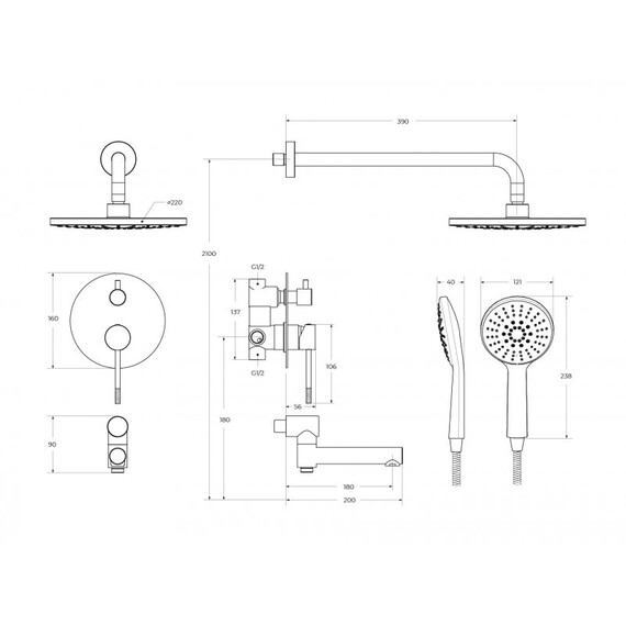 Душевая система для ванны Cezares RELAX-VDSET-IN, сатин фото 8