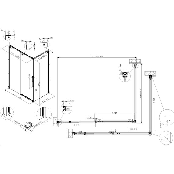 Душевое ограждение Vincea Ultima 120x90 см VSR-7UL9012CLG (стекло 8 мм) брашированное золото/прозрачное фото 6