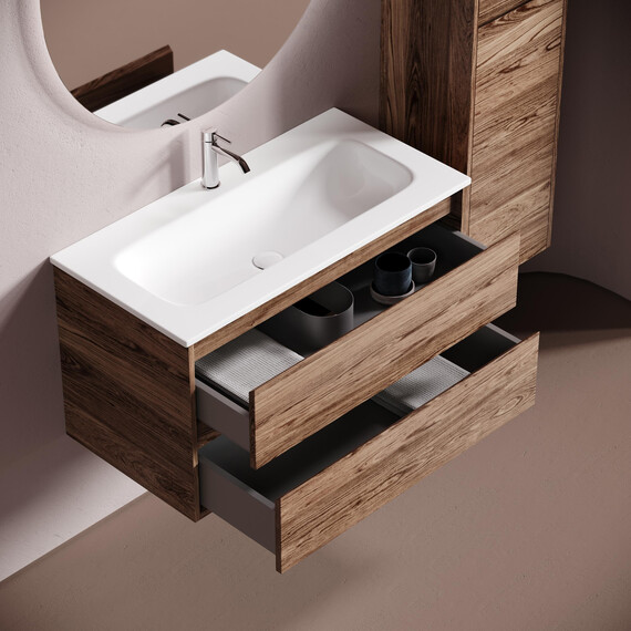 Тумба подвесная с раковиной Sancos Libra 90 см LB90ECH (раковина Grace CN7019) дуб чарльстон фото 3