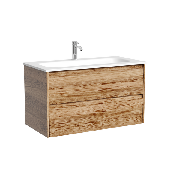 Тумба подвесная с раковиной Sancos Libra 90 см LB90ECH (раковина Grace CN7019) дуб чарльстон фото 