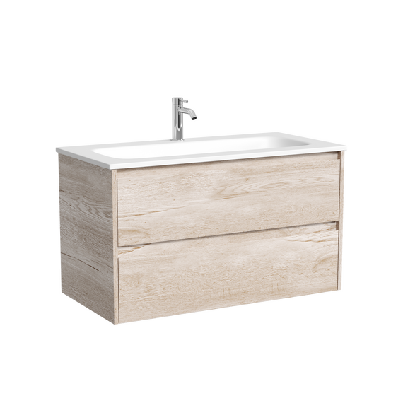 Тумба подвесная с раковиной Sancos Libra 90 см LB90EG (раковина Grace CN7019) дуб галифакс натуральный фото 