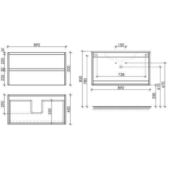 Тумба подвесная с раковиной Sancos Libra 90 см LB90W (раковина Grace CN7019) фото 10