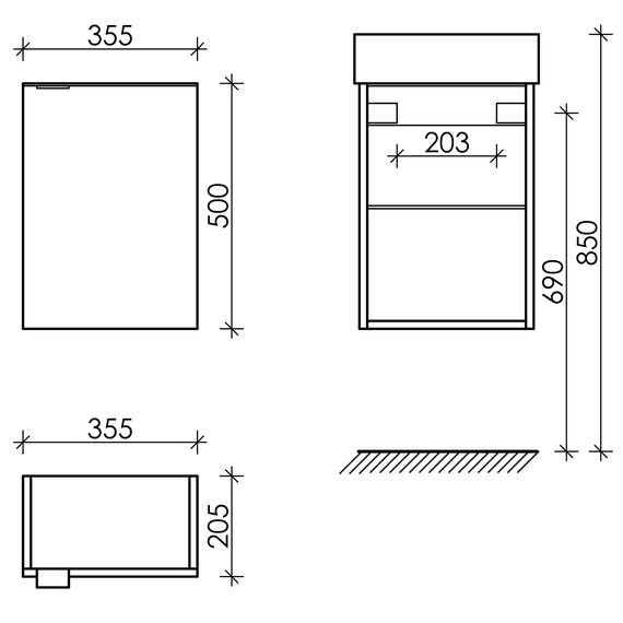 Тумба подвесная с раковиной Sancos Mini 37 см MN35WR (раковина Element CN5007) фото 7