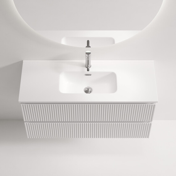 Тумба подвесная с раковиной-столешницей Sancos Snob R 390 100 см SNR100/39W, Bianco (раковина Compact CN7027) фото 4
