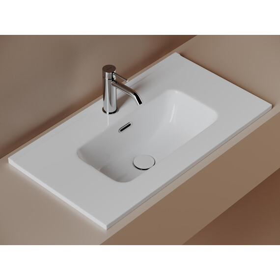 Тумба подвесная с раковиной-столешницей Sancos Snob R 390 70 см SNR70/39W, Bianco (раковина Compact CN7029) фото 6