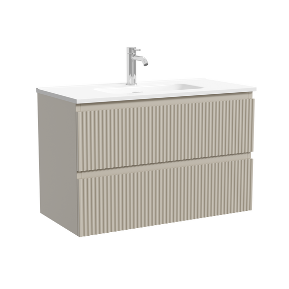 Тумба подвесная с раковиной-столешницей Sancos Snob R 390 80 см SNR80/39CE, Beige Soft (раковина Compact CN7026) фото 2