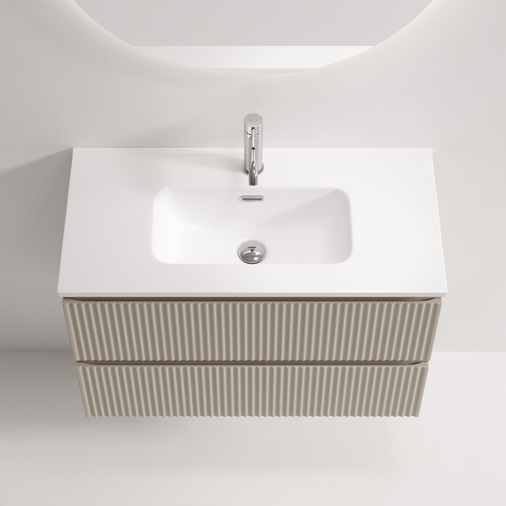 Тумба подвесная с раковиной-столешницей Sancos Snob R 390 80 см SNR80/39CE, Beige Soft (раковина Compact CN7026) фото 4