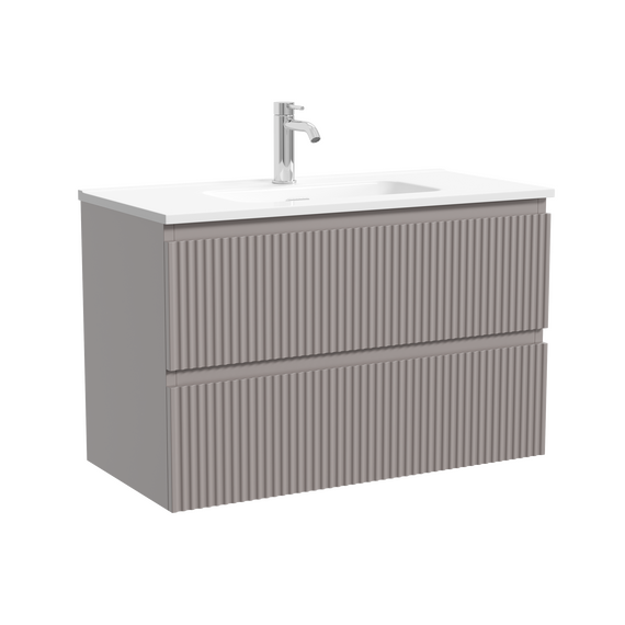 Тумба подвесная с раковиной-столешницей Sancos Snob R 390 80 см SNR80/39SM, Doha soft (раковина Compact CN7026) фото 2