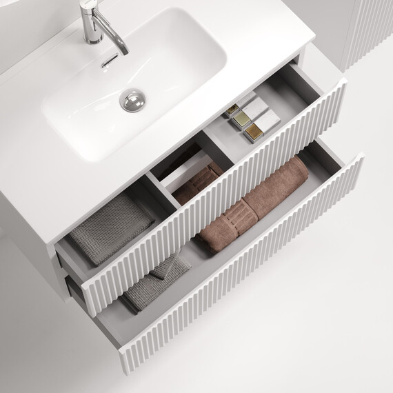 Тумба подвесная с раковиной-столешницей Sancos Snob R 390 80 см SNR80/39W, Bianco (раковина Compact CN7026) фото 5