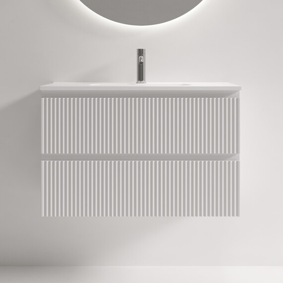Тумба подвесная с раковиной-столешницей Sancos Snob R 390 80 см SNR80/39W, Bianco (раковина Compact CN7026) фото 